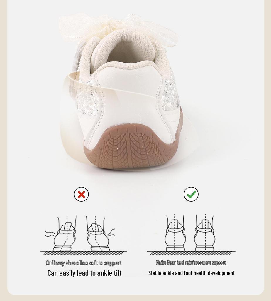 Baby Girl Princess Bow Shoes: Soft Sole Non-Slip Toddler Sneakers for Spring