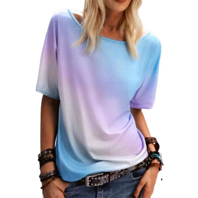BITCED Blusas y Camisas Casuales de Moda para Mujer de Manga Corta con Cuello Redondo