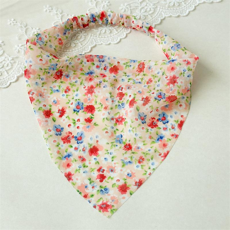 

Floral Print Triangle Kerchief Headbands Elastic Back Bandana Style Hair Wraps Bohemia Garden Party Headwear For Women XXS