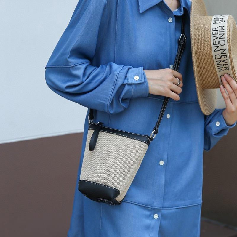 Women's bag small bag new mobile phone bag women's versatile shoulder messenger bag with leather canvas bag