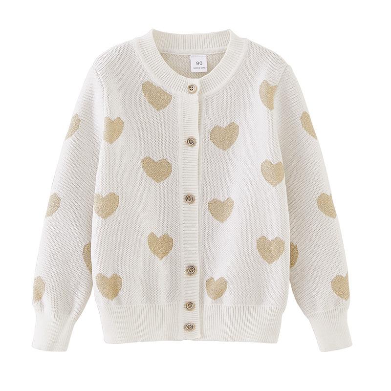 

Детская одежда на весну и осень Love Jacquard для маленьких и средних детей, свитер, кардиган, куртка, утолщенный вязаный кардиган для девочек 90cm