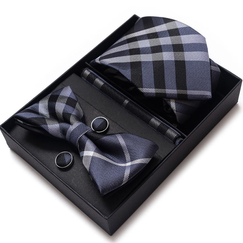 Men'S Business Dress Party Tie Gift Box Fashion Tie Square Scarf Combination Set Tie Bow Tie Set