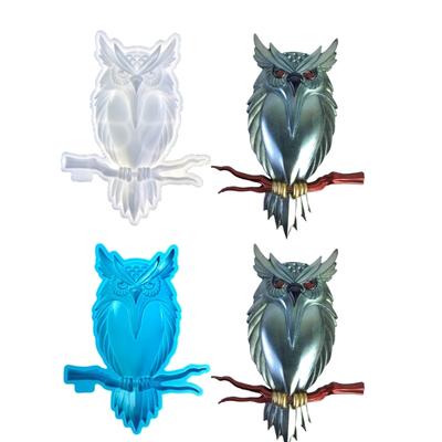 Kreative und Atemberaubende Eulenstatuen Expory Harzformen Wiederverwendbare Silikonform Transparente/Blaue Harzform für Geschenke