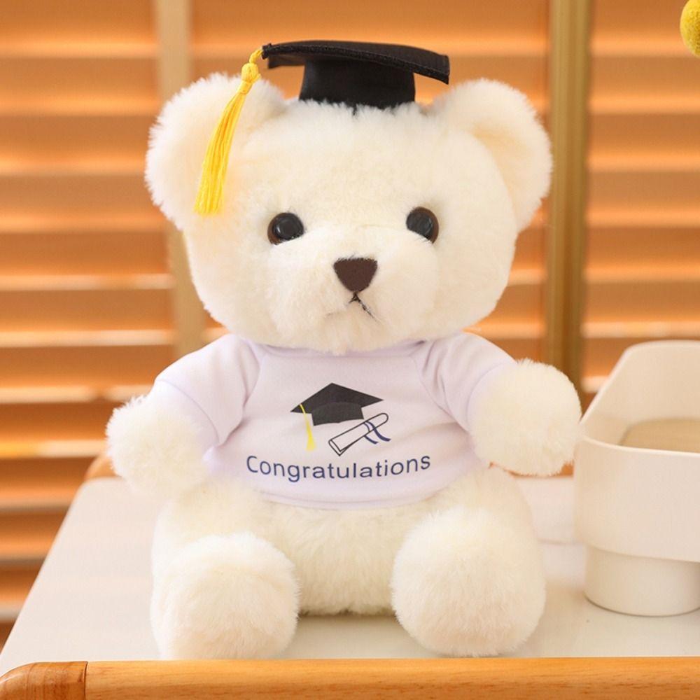 With Doctorial Hat Bachelor Bear Plush Toy Stuffed Toy Sitting Bear Plush Toys  Graduation Season