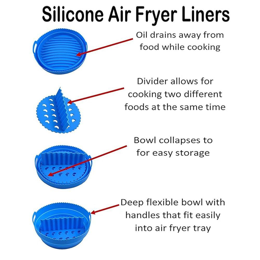 Foldable Silicone Air Fryer Trays Reusable Pot Oven Liner  Air Fryer Accessories