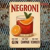 Vintage Bartender Cocktail Recipe Negroni Metal Poster Wall Art