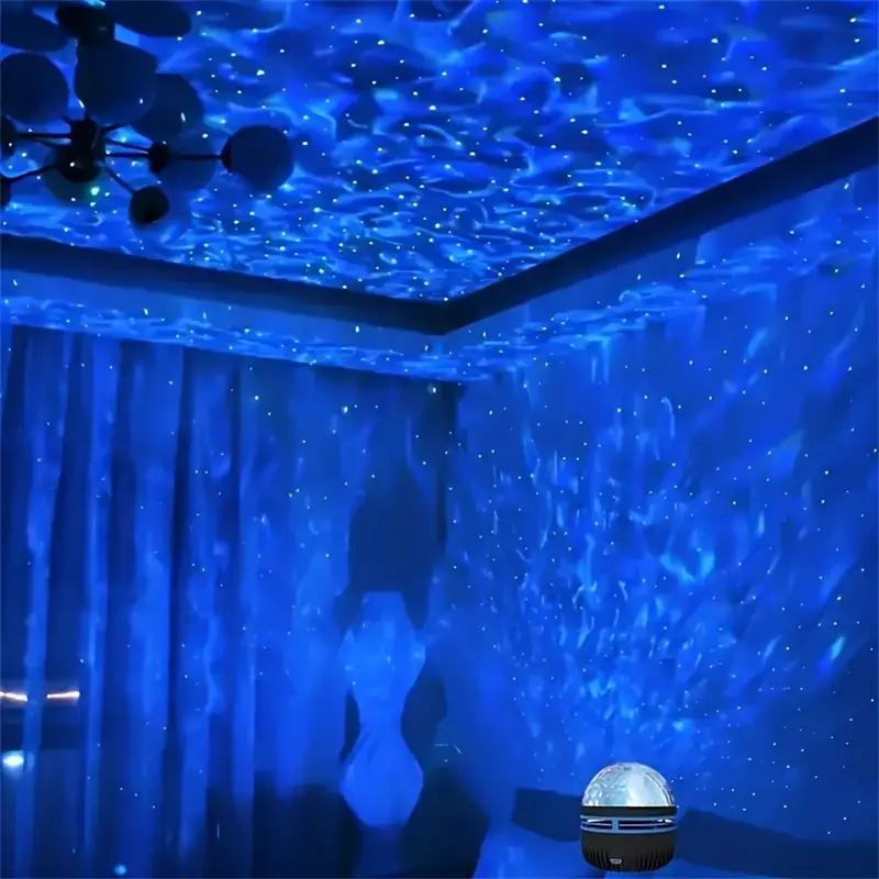 USB Powered LED Night Light with Water Ripple and Star Effects - Comes with a Remote Control for Easy Operation, Suitable for Be