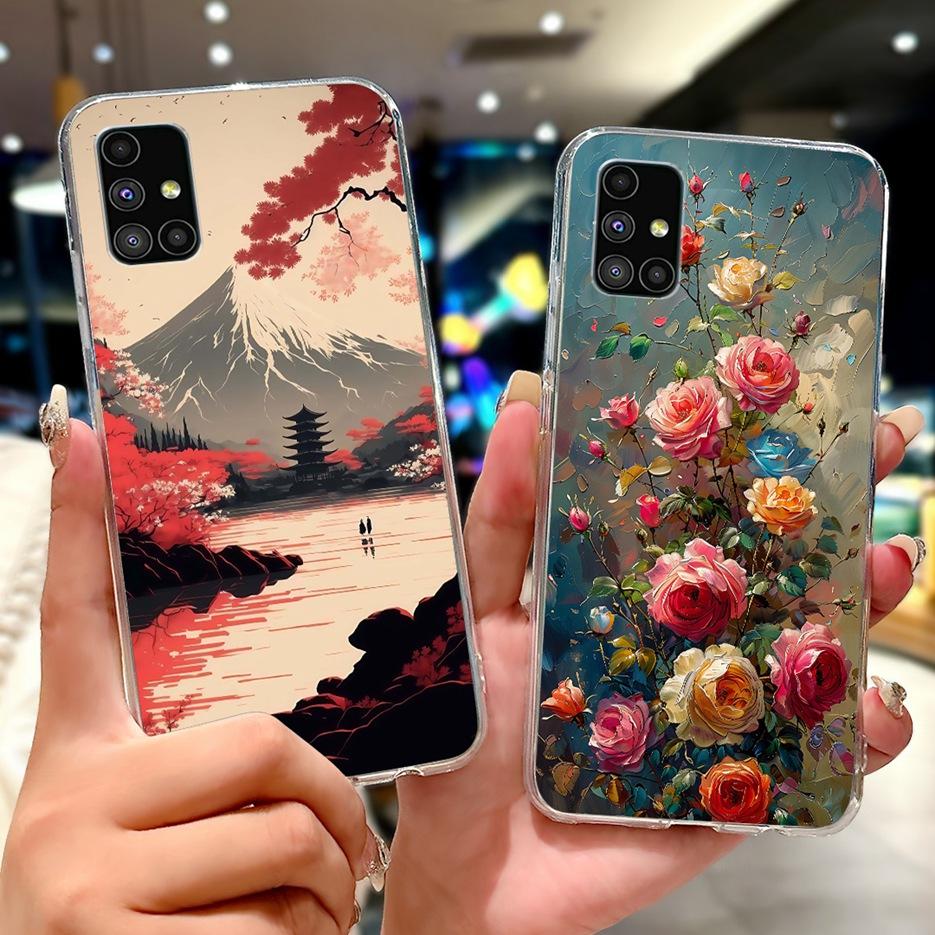 For Samsung Galaxy M51 Case SM-M515F Colorful Flower Painted Cover Soft Silicone Phone Case For Samsung M51 M 51 GalaxyM51 Shell