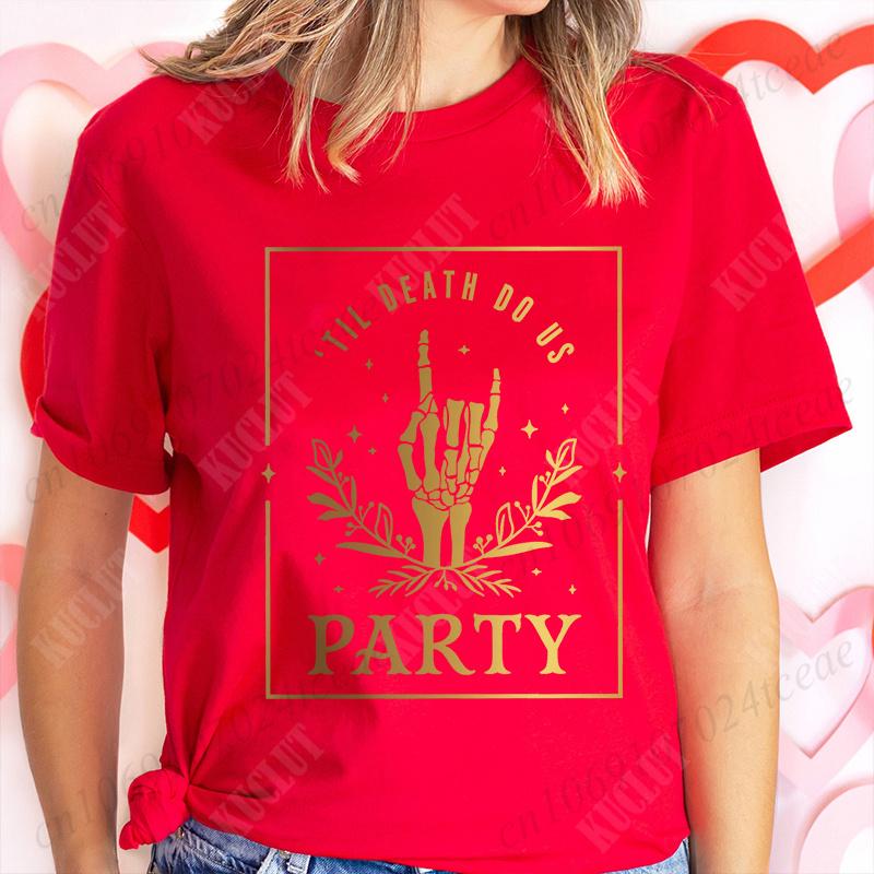 Bride or Die Skeleton Finger Graphic Y2k Tops Til Death Do Us Party Tshirt Unisex Bachelorette Hen Party Tees Team Bride Shirts