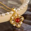 Flower Pendant Item Jewelry with Diamond Design Unique Shape Japanese and Korean Light Luxury Design Sense