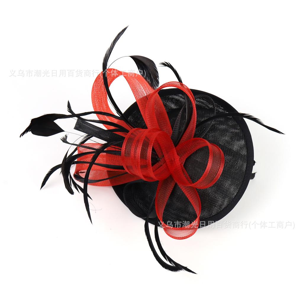 New bridal feather headgear hair accessories mesh headgear bridal top hat horse racing festival hemp headgear hair accessories