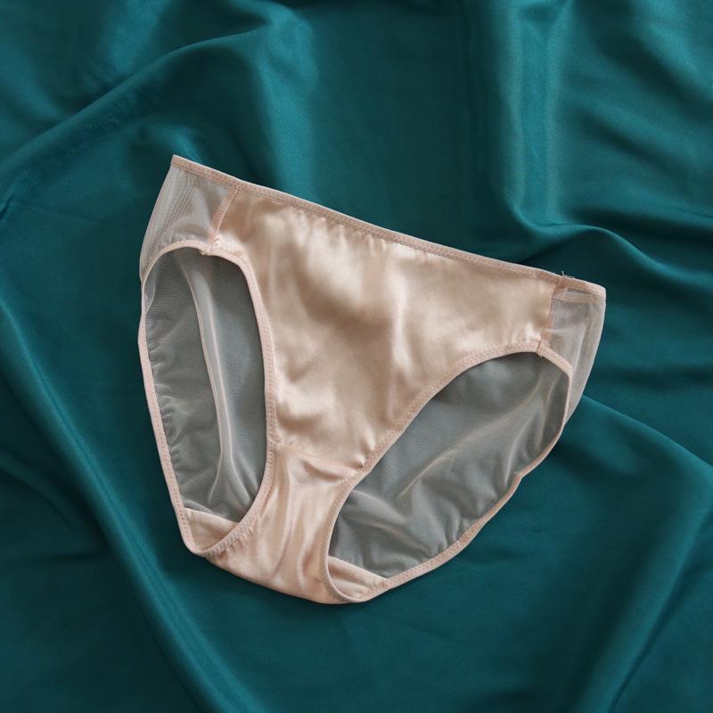 1 Pc Low Waist Sexy Lace Triangle Briefs Silky Smooth and High Elasticity Silk Home Underwear Briefs