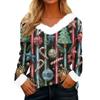 Women's Casual Fashion Long Sleeve Christmas Printed Flannel Collar Top
