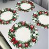Snowman Christmas Table Placemat Tree Bow Heat Insulation Flower Linen Table Mat Anti-slip Anti-scald Round Dining Mat
