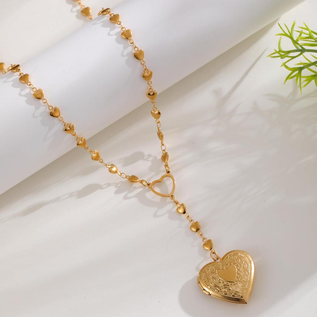 Love Heart Photo Box Pendant Women's Light Luxurious Design High-End Clavicle Necklace