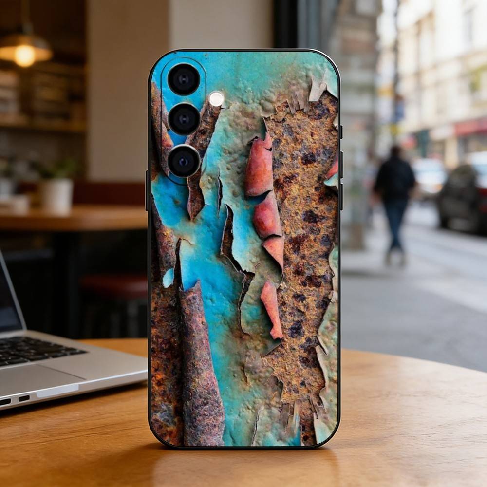 Industrial Style Retro Rusty Phone Case Black Silicone Soft For Samsung Galaxy A73,A72,A71,A70,A53,A52,A51
