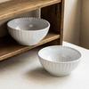 Delicate Lace Vertical Ceramic Bowl Household Noodle Bowl Salad Bowl Tableware Round Bowl Vegetable Bowl Restaurant Fruit Bowl