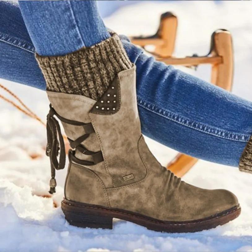 Women Winter Mid-Calf Boots  Winter Shoes Ladies Fashion Snow Boots Shoes Thigh High Suede Warm Botas 2025