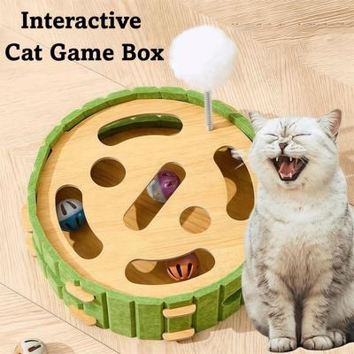 Caixa de Jogo Divertida 5 em 1 para Gatos Inteligência com Bolas Sonoras Gato Quebra-Cabeça Arranhadores Interativos de Feltro Brincadeira Indoor