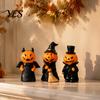 Compact Spooky Collectibles 3Pcs Halloween Pumpkin Ghost Figurine, Resin Tabletop Decor Whimsical Home Accents for Bookshelf And Tiered Tray,