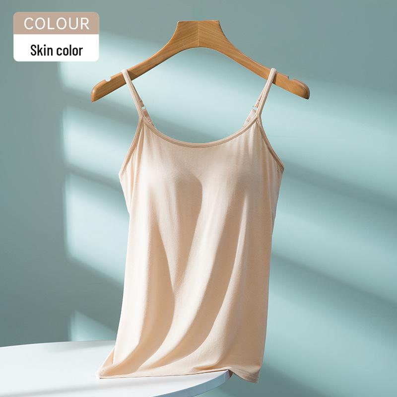 Modal Summer Camisole with Thin Straps and Built-In Bra