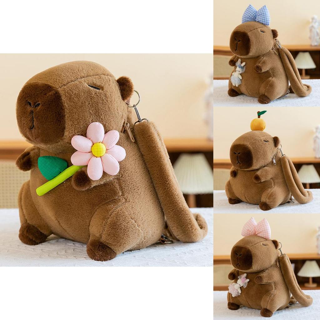 Süßes Capybara Blume Burger Pommes Hase Dekoratives Plüsch-Rucksack für Mädchen und Kinder