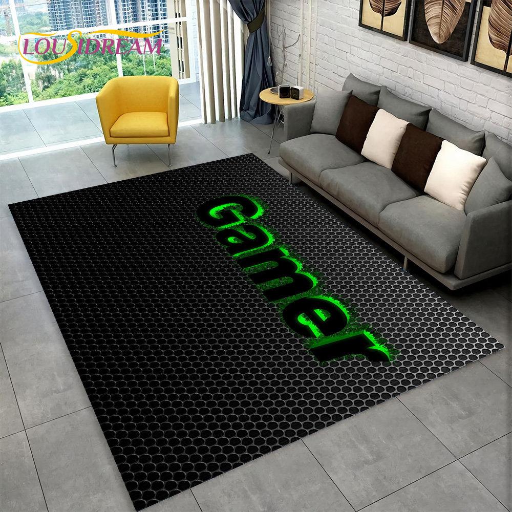 3D Cartoon Gamer Game Over Area Rug,Carpet Rug for Living Room Bedroom Sofa Playroom Doormat Decor,Kids Play Non-slip Floor Mat