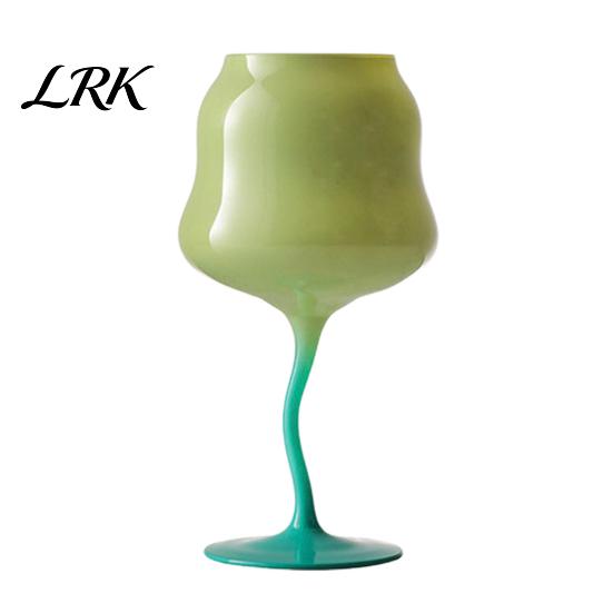 Bright Macaron Color Cup Glass Goblet, Wave Cup, Creative Decorative Cocktail Glassware, Photo-friendly Novelty Bar Goblet Tool for Wine Cocktails