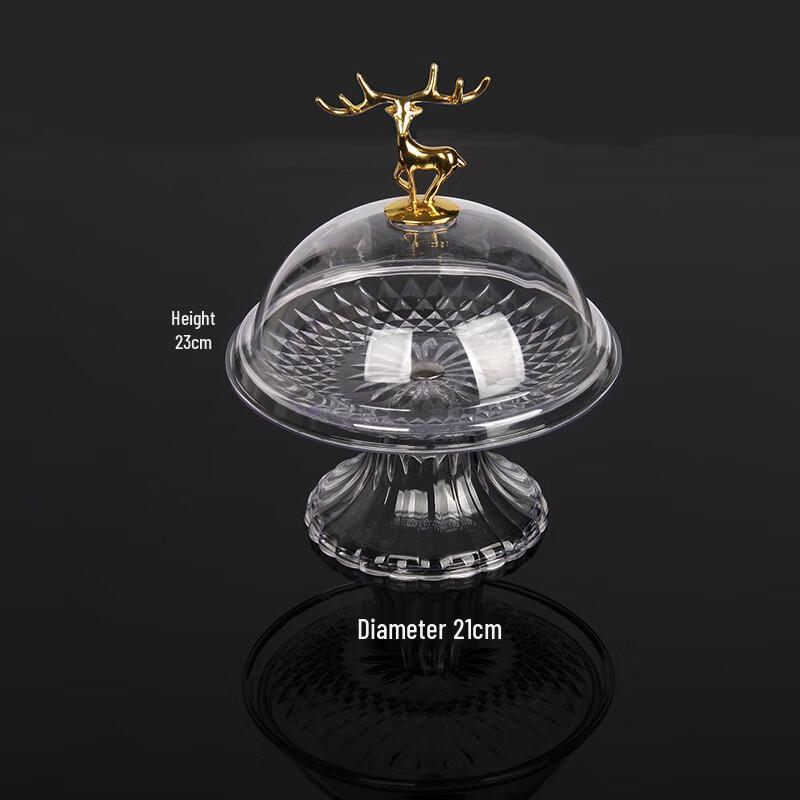 Golden Deer Base Transparent Covered Snack & Fruit Plate