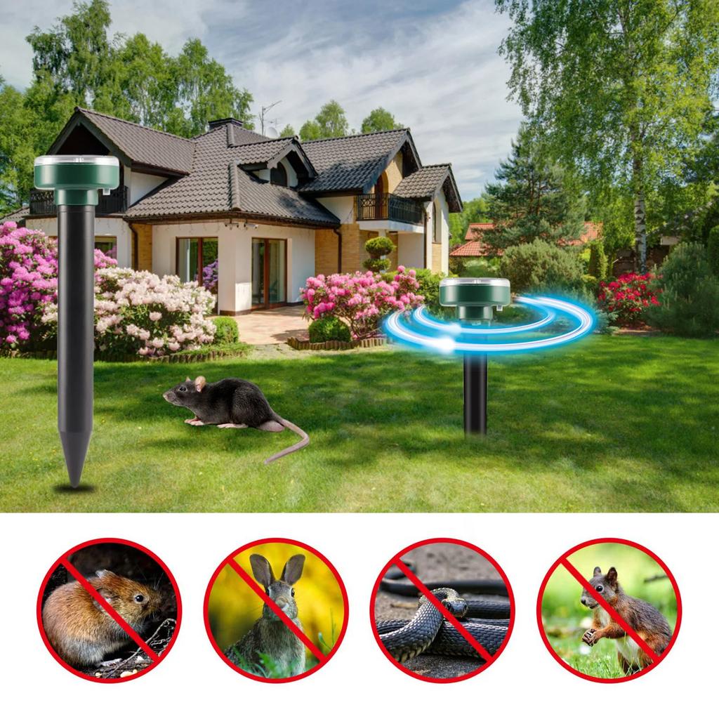 4-20Pcs Solar Mole Repeller Ultrasonic Animal Repellent Outdoor Garden Yard Bird Mouse Rodent Chaser Deterrent Pest Control Tool