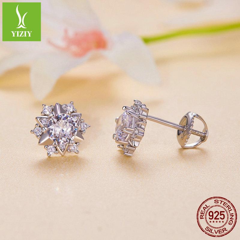50 Points Shining Mozzarella Diamond Stud Earrings For Women, Bright Star S925 Silver Platinum Plated Earrings Are In Stock.