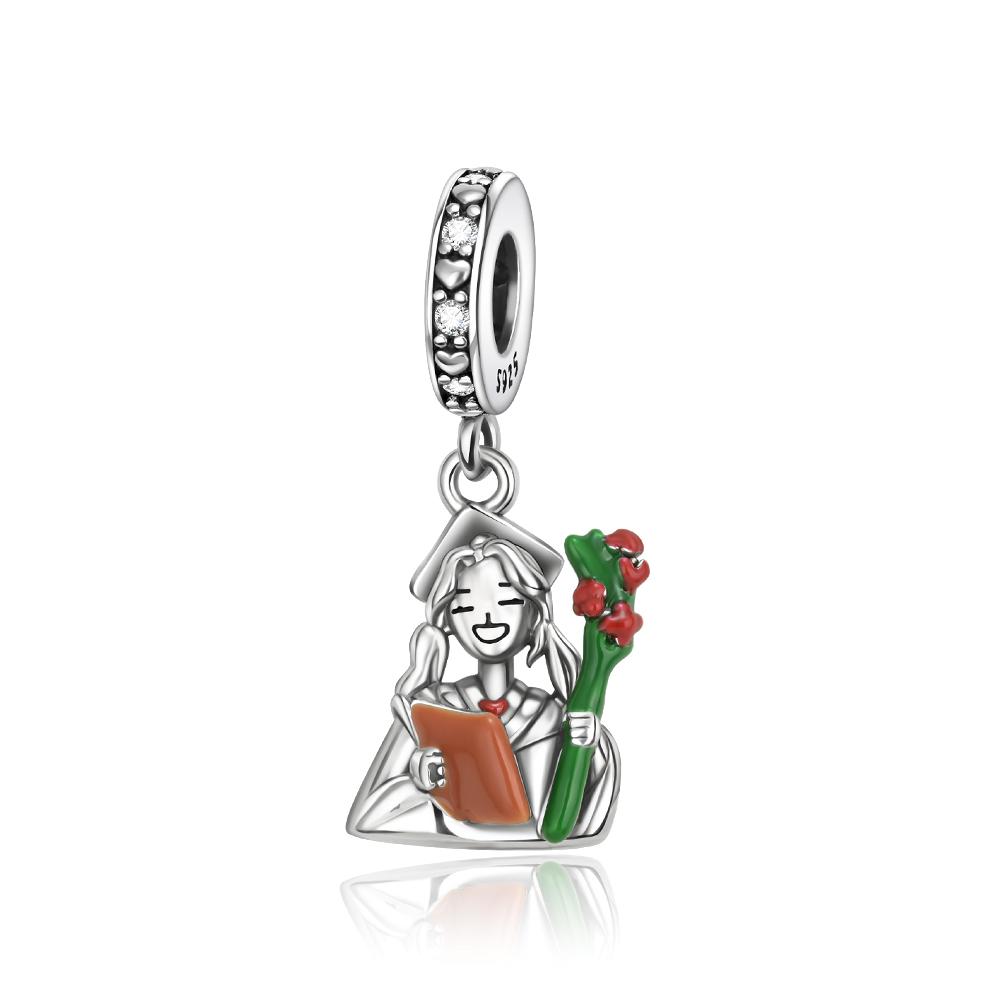 

Ahthen copper Bead Charms Graduating Girl Charm fit Snake Chain Bracelets Necklaces for Women Jewellery Making