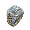 Regalo di gioielli di fidanzamento di nozze di Hip Hop con anello di barretta intarsiato di strass di lusso da uomo