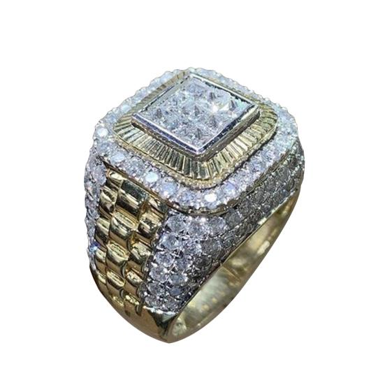 Regalo di gioielli di fidanzamento di nozze di Hip Hop con anello di barretta intarsiato di strass di lusso da uomo