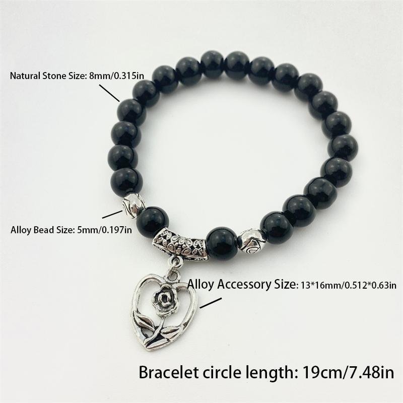 Minimalistický náramek z přírodního kamene 8 mm Dámský sanskrtský jógový meditační korálkový náramek Šťastný květinový náramek