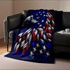 Patriotic Eagle in Stars and Stripes Design Flannel blanket for bedroom, living room, sofa, and nap sofas
