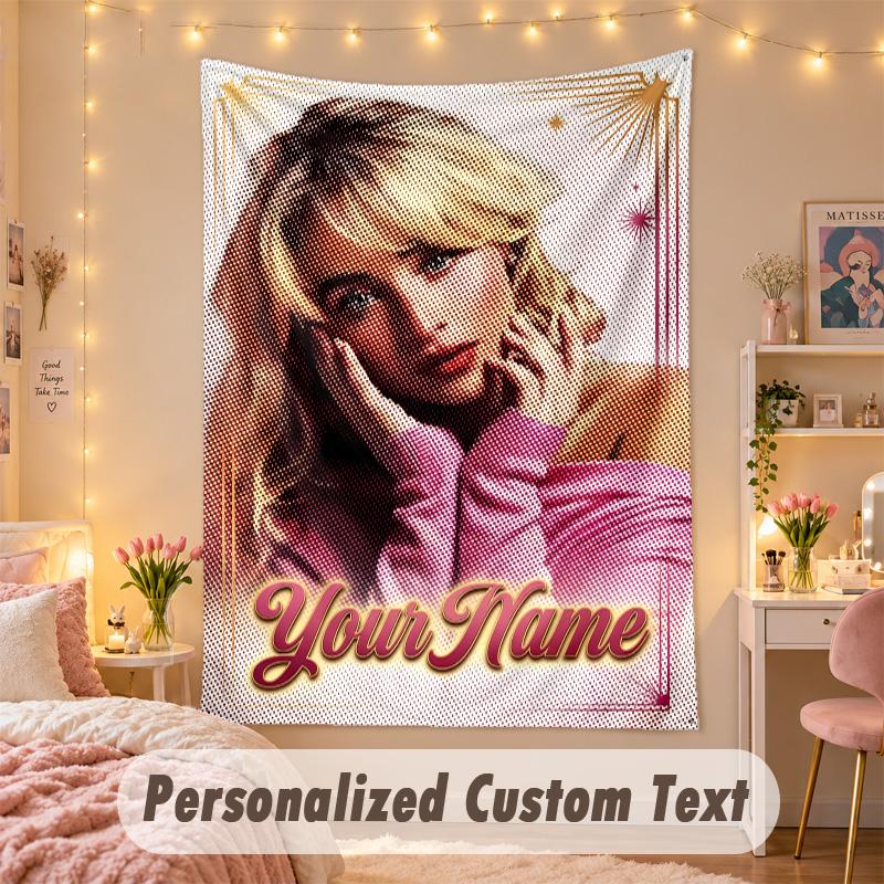 Custom Personalized Tapestry,Sabrina Carpenter Print Custom Name Text Wall Art Hanging for Bedroom