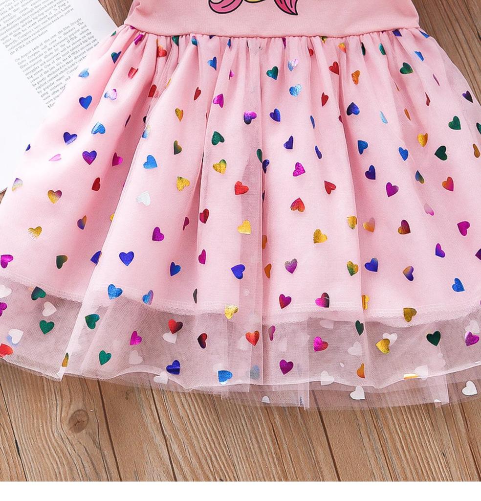 2024 Summer Little Girls' Puffy Tulle Spaghetti Strap Princess Dress