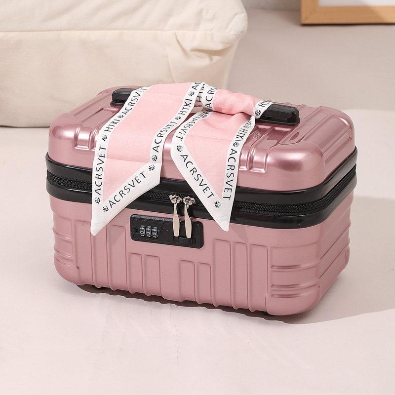 Handheld Makeup CaseWith Password Lock 16 Inch Large Capacity Portable Toolbox Lightweight Storage Small Box Leather Luggage