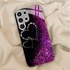 Gold-plated Phone Compatible with Samsung Galaxy S26 S25 S24 S23 S22 Ultra Plus. Made  Tempered Glass Decorated Heart Pattern