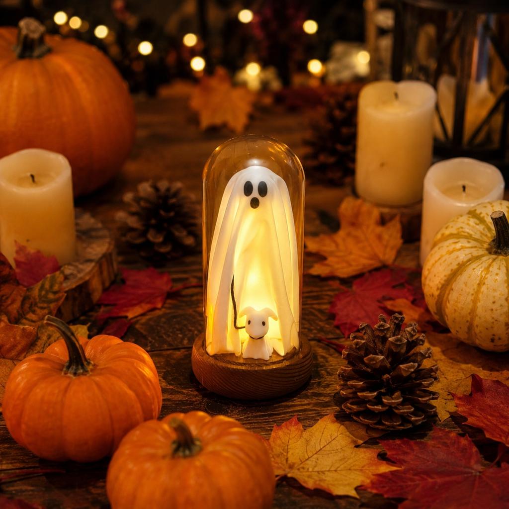 Halloween Light Up Table Decoration Shaped LED Lamp with Figurine for Indoor Party Scene Arrangement Battery Operated Prop