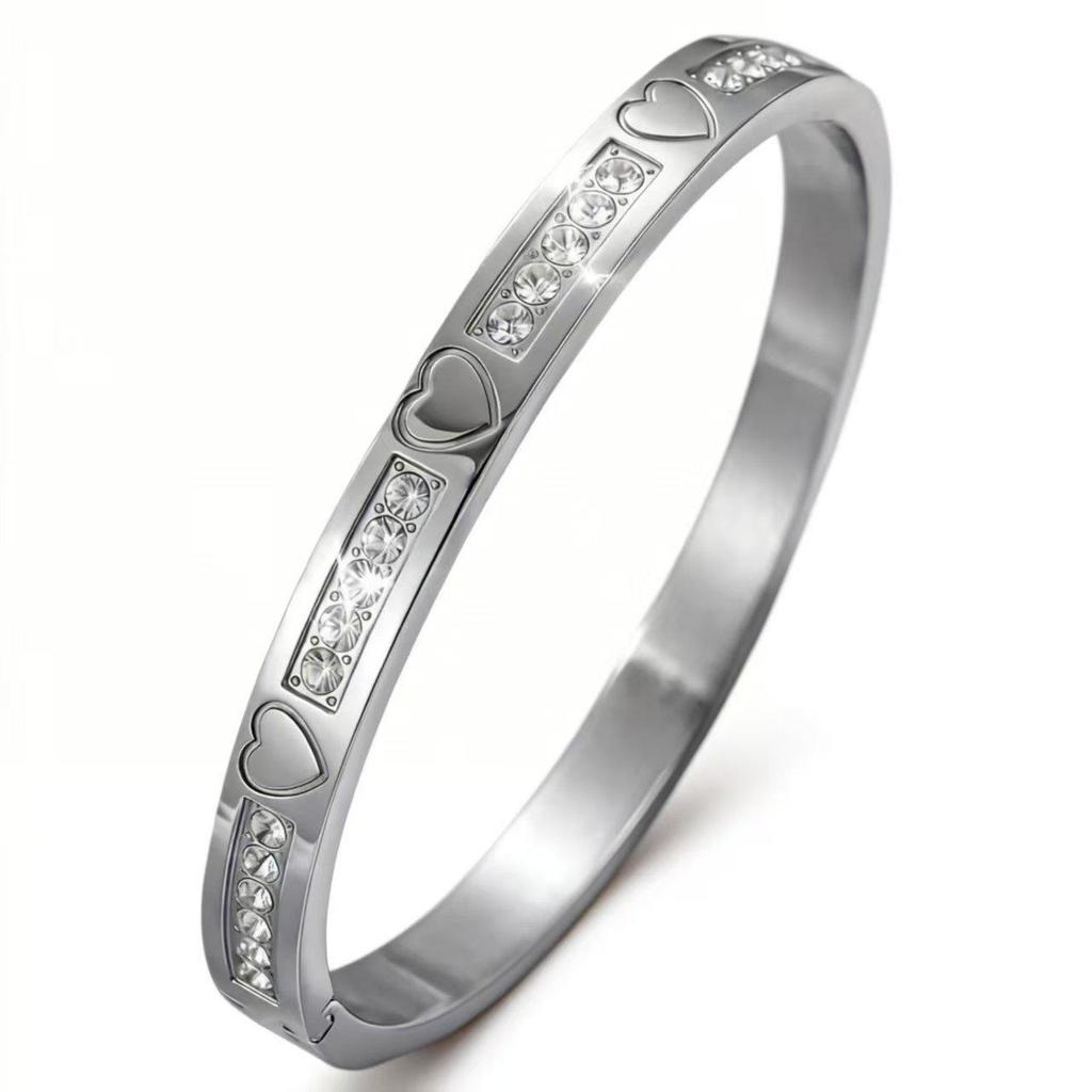 Elegante Bracciale in Acciaio Titanio Placcato Oro per Donna - Raffinato Design Europeo e Americano
