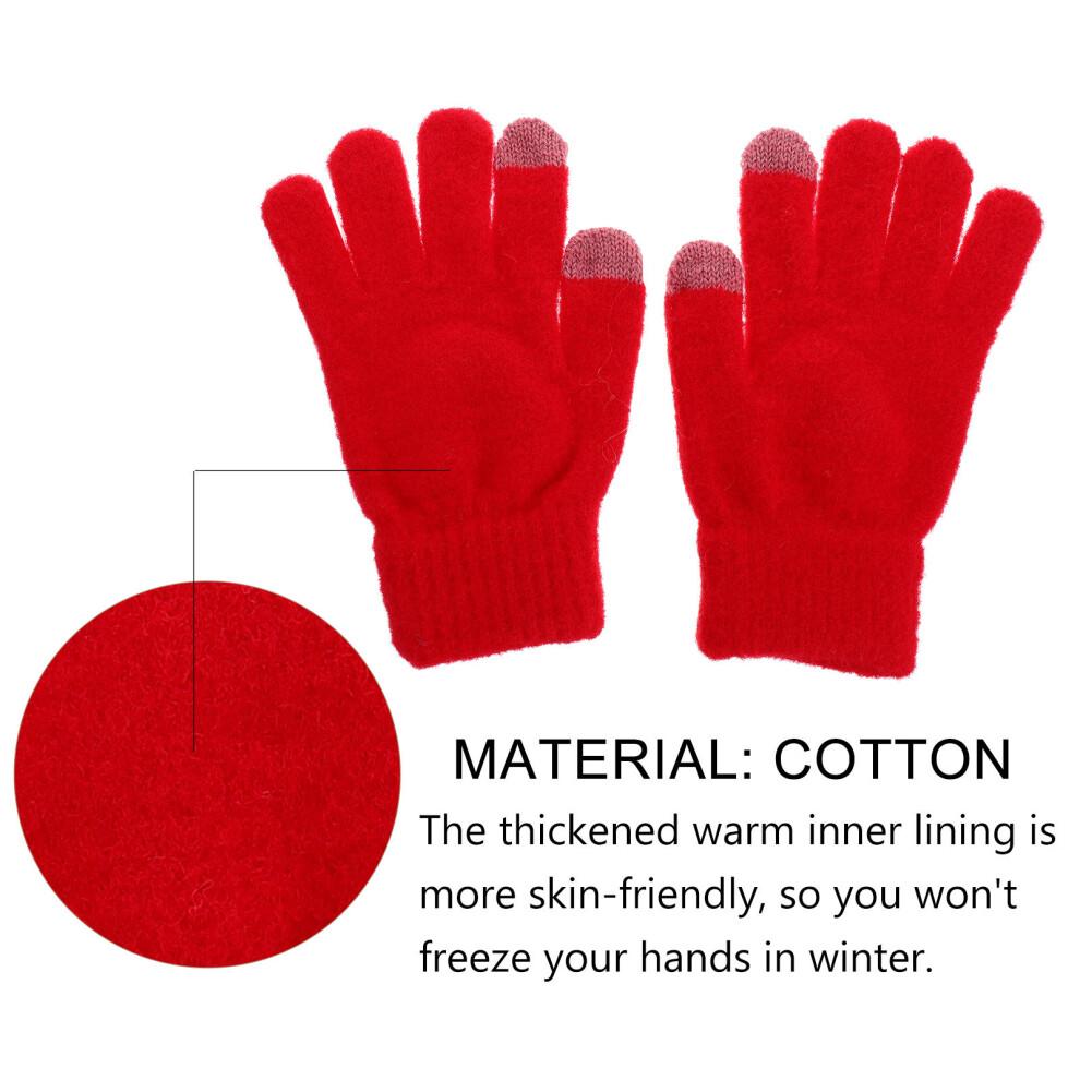 1 Pair Heart Knitting Winter Gloves Thicken Touchscreen Knitted