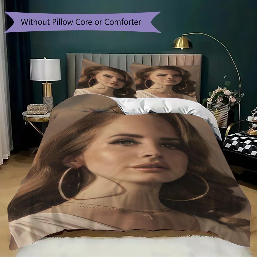 Lana Del Rey Pattern Bedding Uilt Set Uilt Cover Pillowcase Home Decoration Birthday Gift (1 * Duvet Cover + 2 * Pillowcase Without Core)