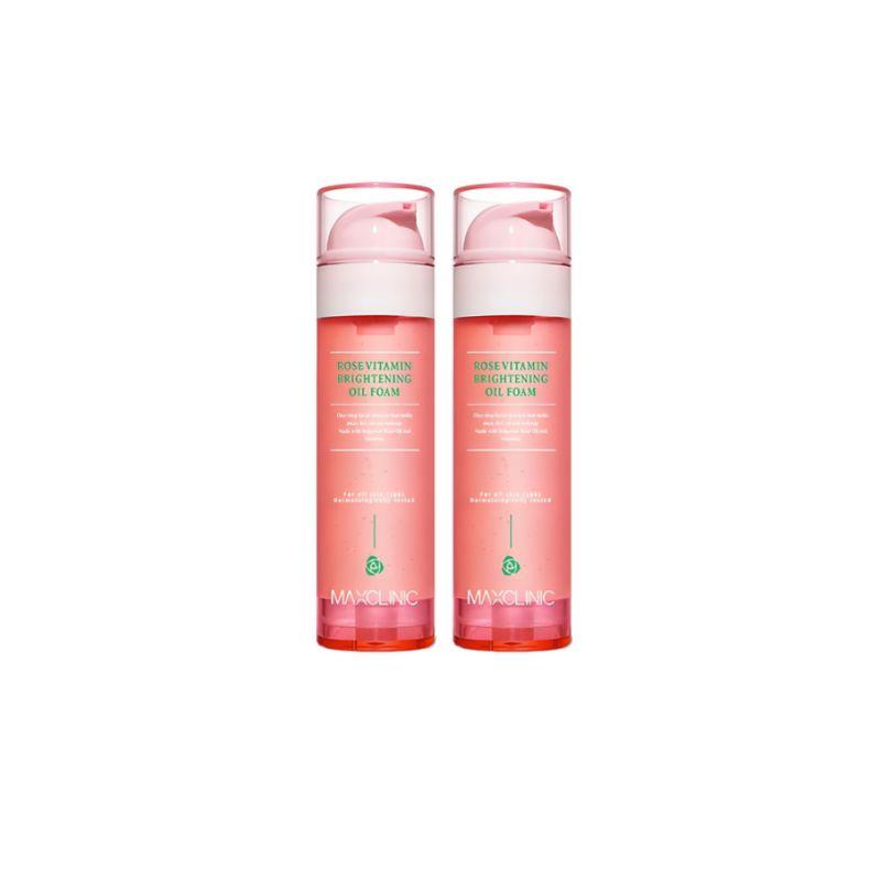 MAXCLINIC Rose Vitamin Brightening Oil Foam Cleanser 110g 2pcs Set Double Facial Cleansing Oil to Foam Duo