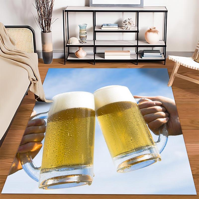 Cheers Toast Beer Foam Glasses Pattern with Blue Sky Background Printed Carpet Suitable for Use As an Anti-slip1 For1room and Bedroom Sofas