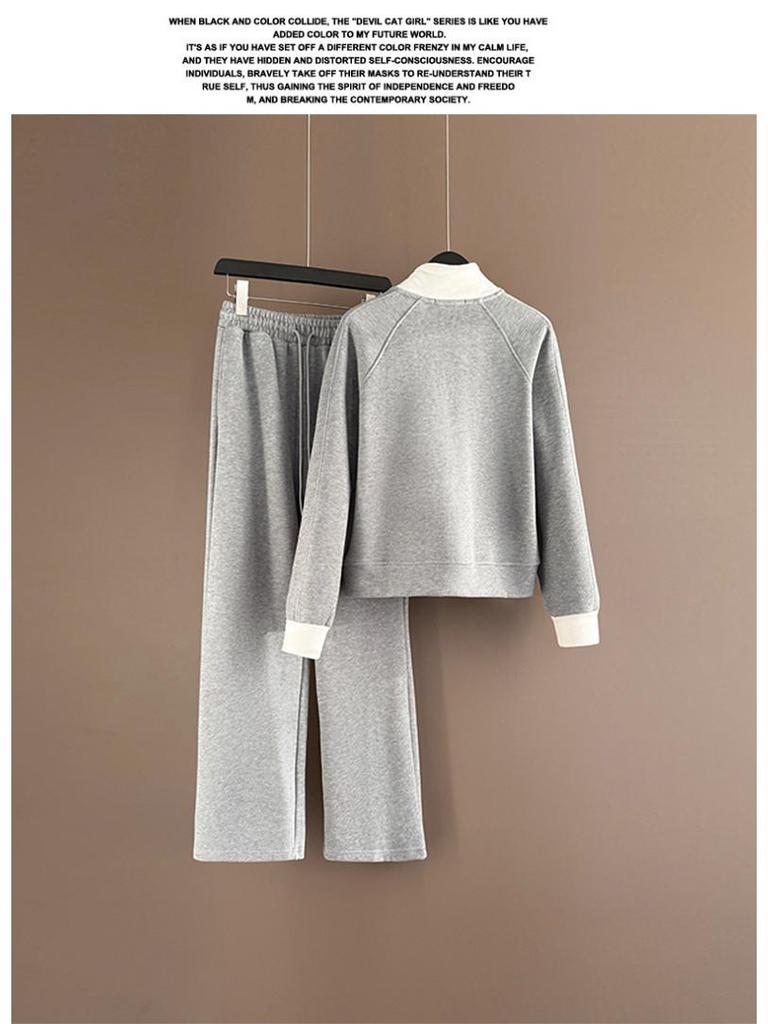 Women's European Style Casual Sports Suit - 2025 Chic Color Block Zipper Cardigan & Two-Piece Set for Spring/Autumn