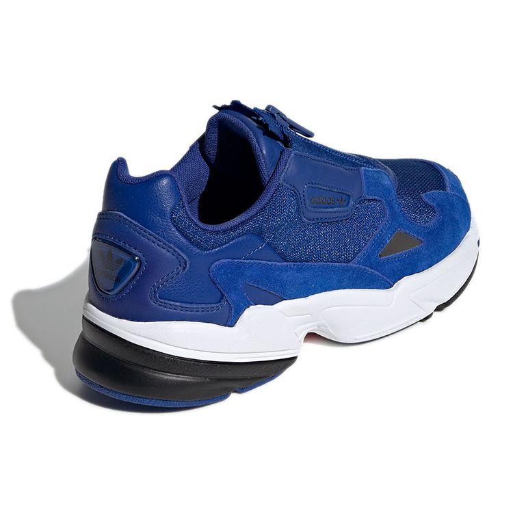 Adidas Originals Falcon Zip Leather Retro Sports Durable Low-Top Dad Shoes Women sneaker Academy-Blue EF2048