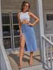 Denim High Women Fashion Waist Skirt Slit Long Jean Skirt