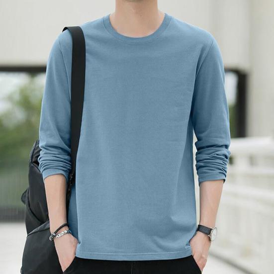 Herren Oberteile Rundhals Langarm Herbst Oberteile Einfarbig Dünne Unterteile Regulärer Stil Lässige Pullover